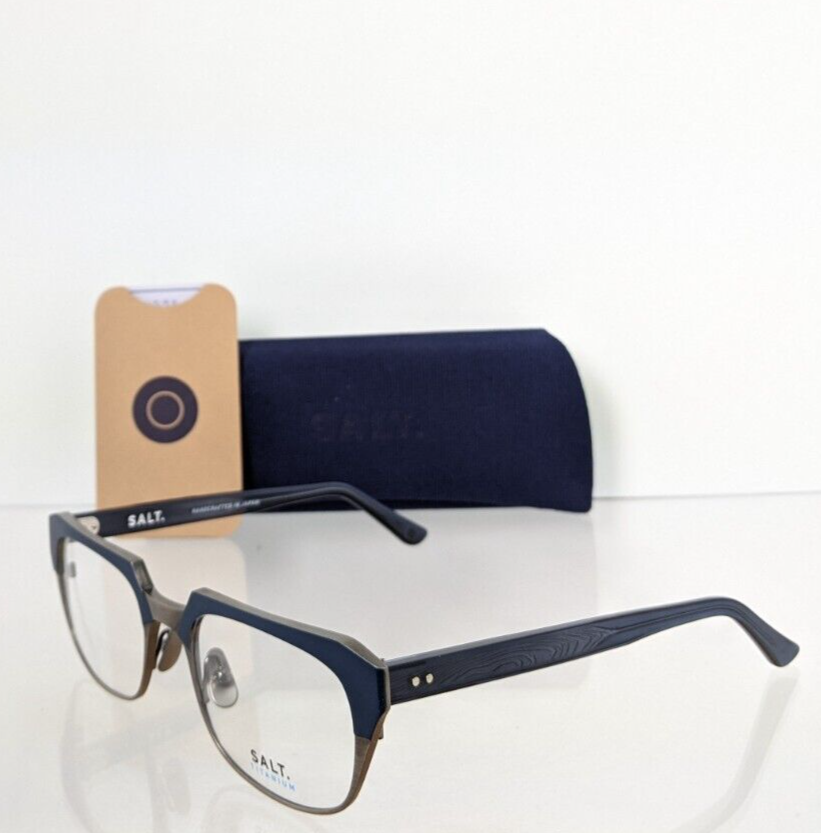 Brand New Authentic SALT Eyeglasses KNOX IBAS 55mm Navy & Silver Frame