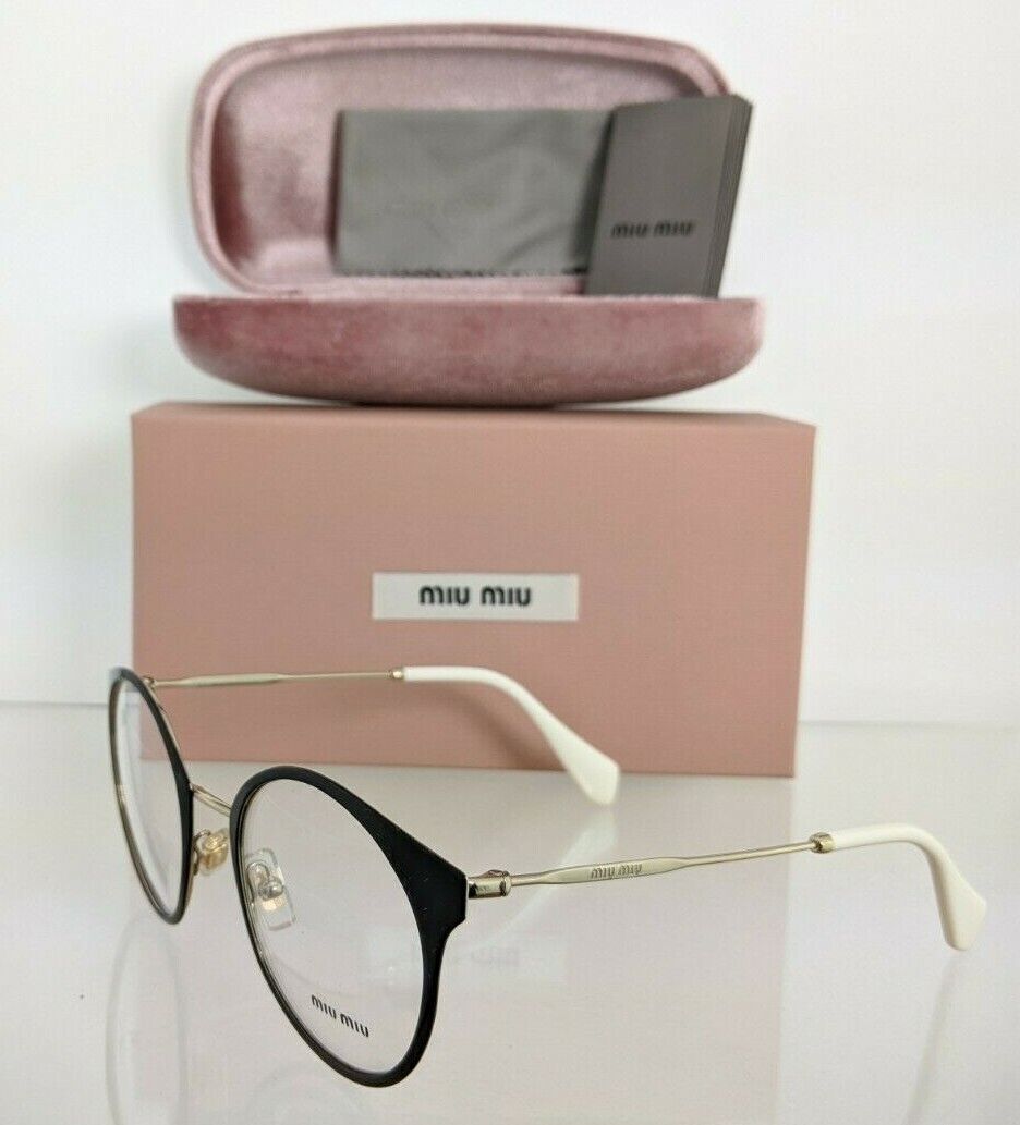 Brand New Authentic Miu Miu Eyeglasses VMU 51P 1AB - 1O1 Black & Gold Frame