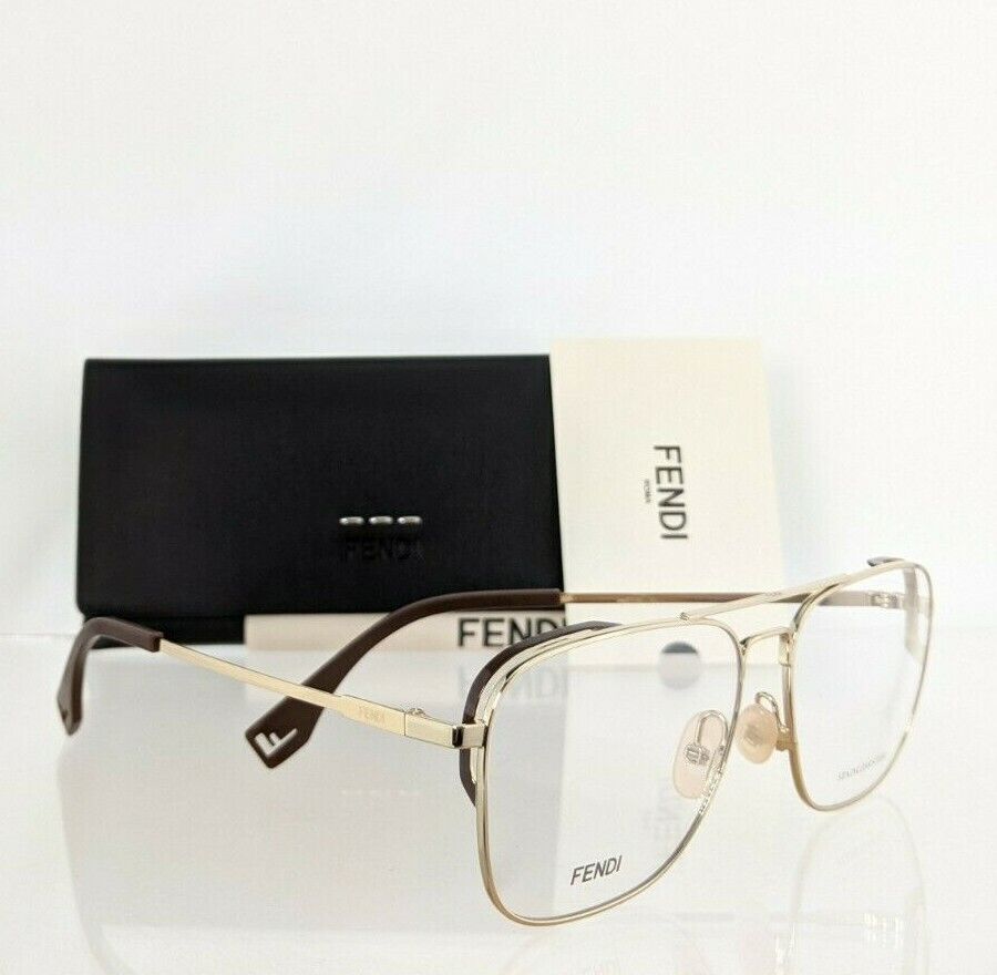 Brand New Authentic Fendi Eyeglasses M0089 01Q 57mm Brown & Gold Frame 0089