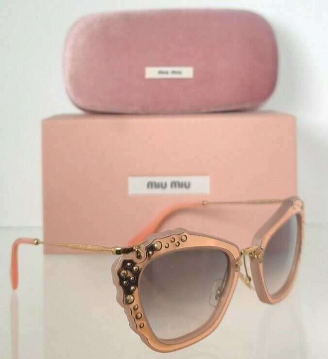 Brand New Authentic MIU MIU SMU 04Q TV1 - 4Q0 Sunglasses Pink & Gold Frame