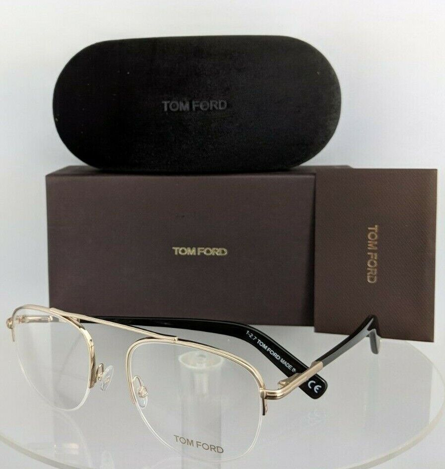 Brand New Authentic Tom Ford Eyeglasses FT TF 5450 028 49mm Gold Black Frame