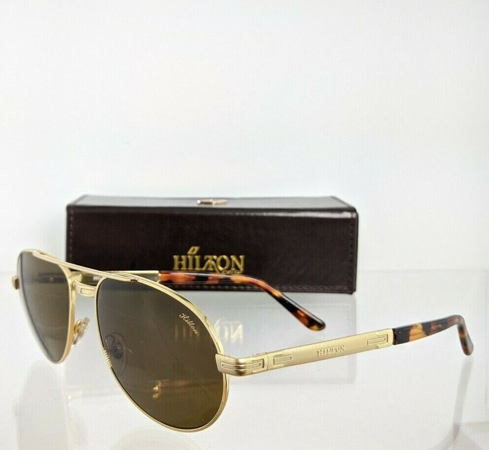 Brand New Authentic HILTON LONDON Sunglasses 925 YG 56mm 24KT Gold Frame