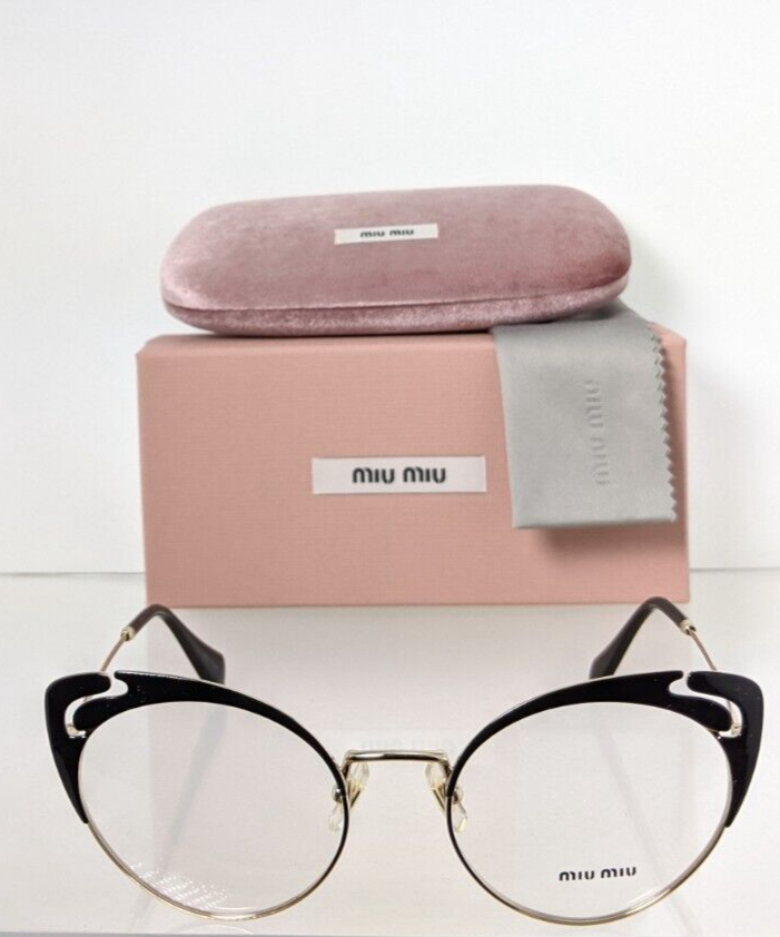 Brand New Authentic Miu Miu Eyeglasses VMU 50R 1AB - 1O1 Black & Gold Frame