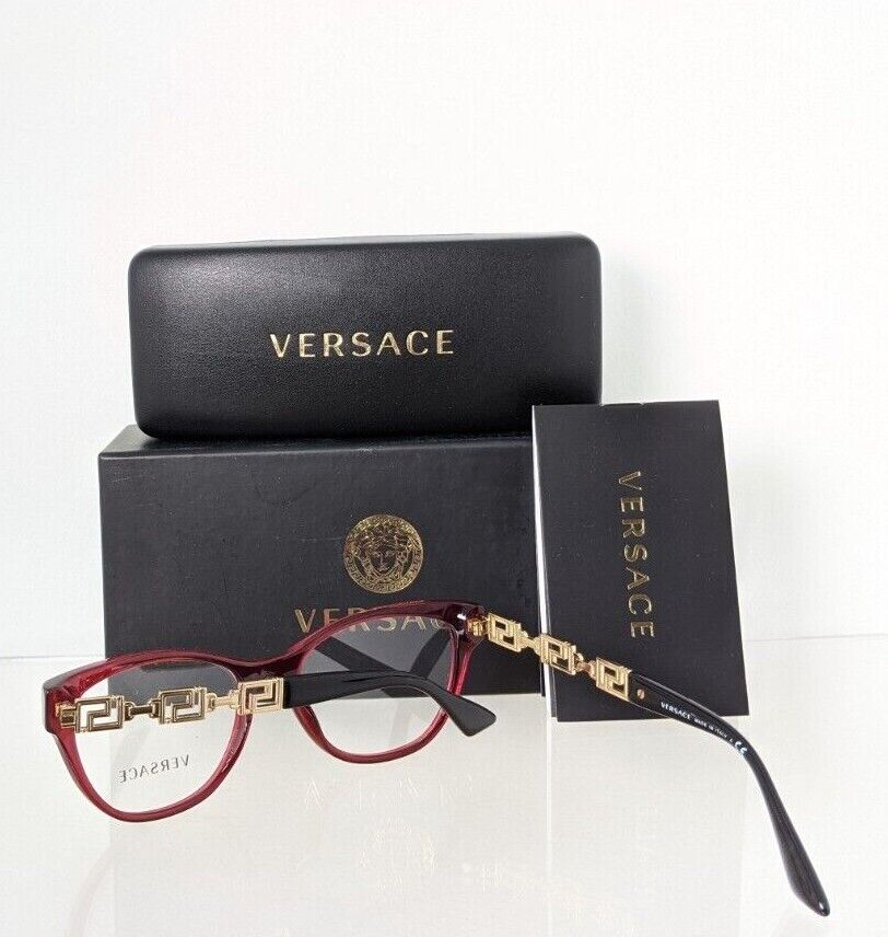 Brand New Authentic Versace Eyeglasses MOD. 3292 388 52mm Burgundy Gold Frame