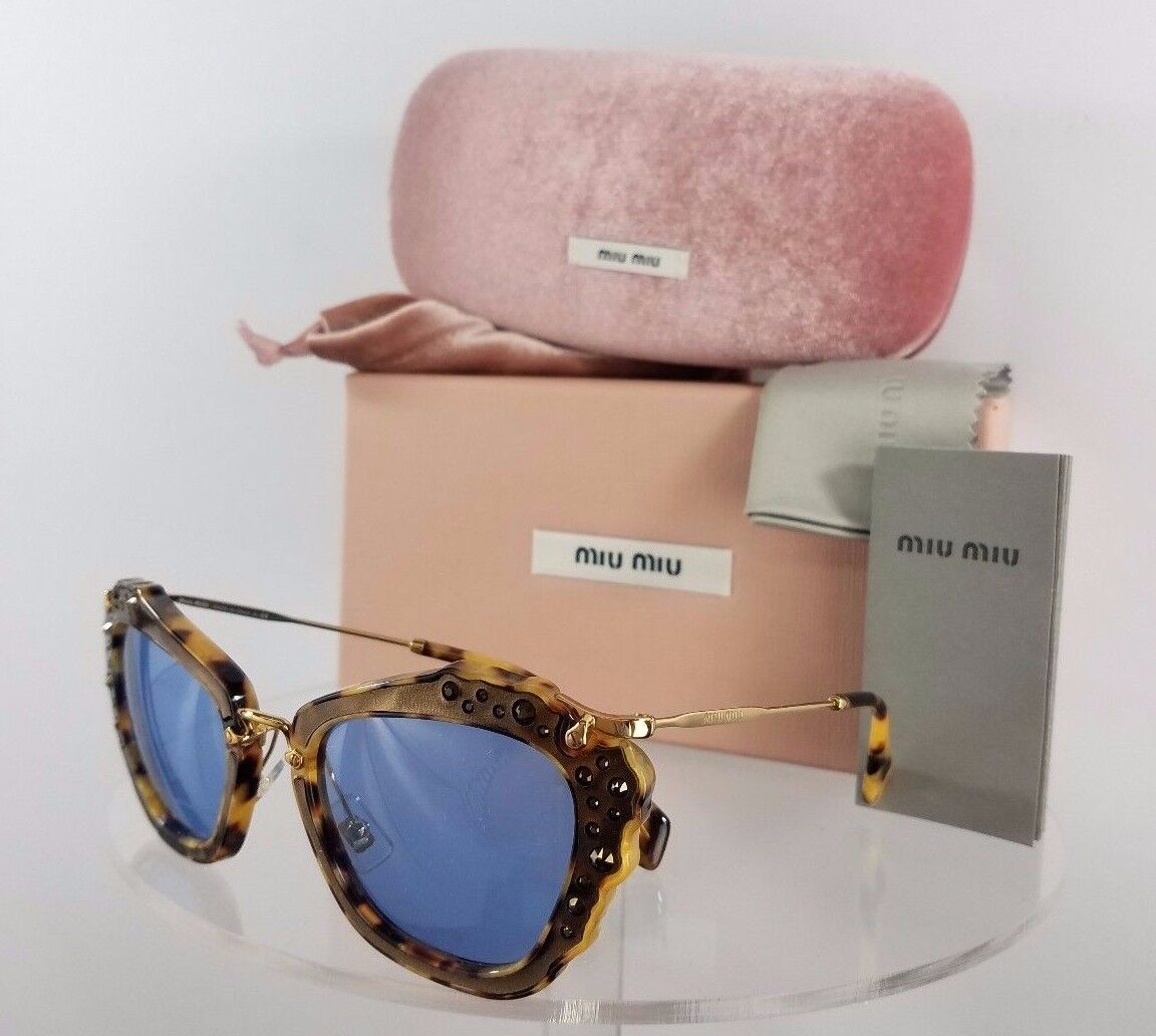 Brand New Authentic MIU MIU SMU 04Q DHF-0A2 Sunglasses Tortoise Crystal Frame