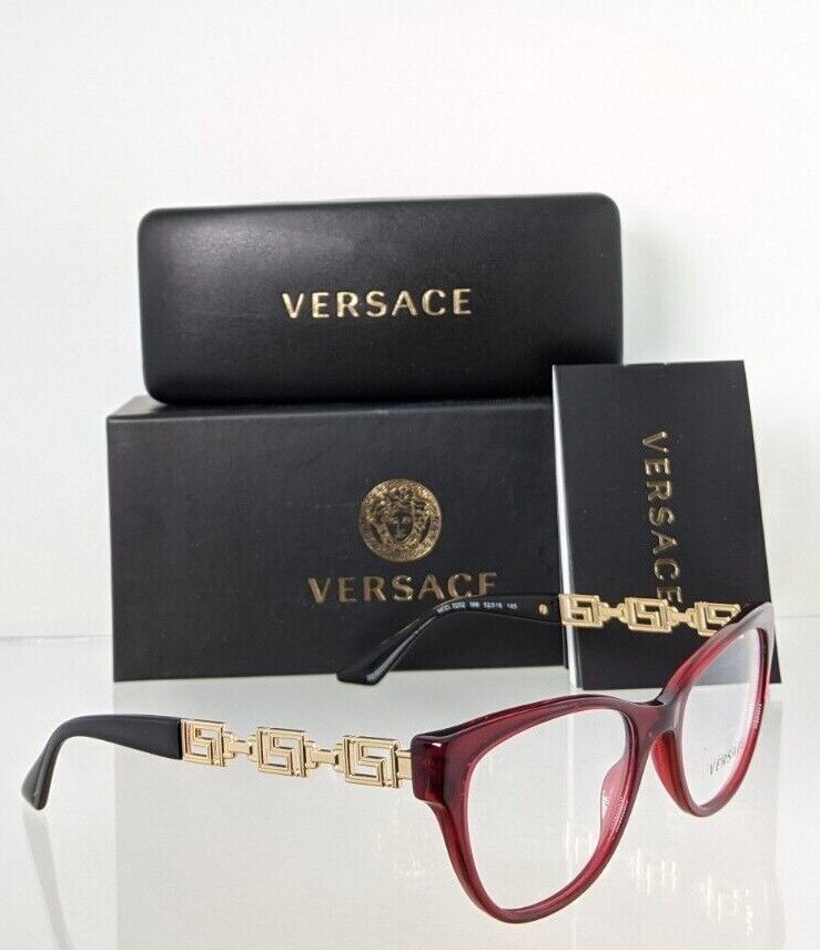 Brand New Authentic Versace Eyeglasses MOD. 3292 388 52mm Burgundy Gold Frame