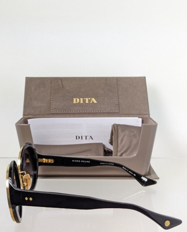 New Authentic Dita Sunglasses MICRO-ROUND DTS 406-A-01 Black & Gold Frame