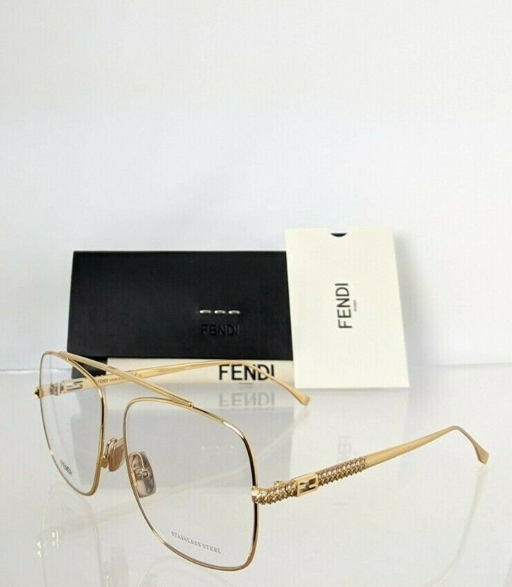 Brand New Authentic Fendi Eyeglasses 0445 001 57mm Gold Frame 0445