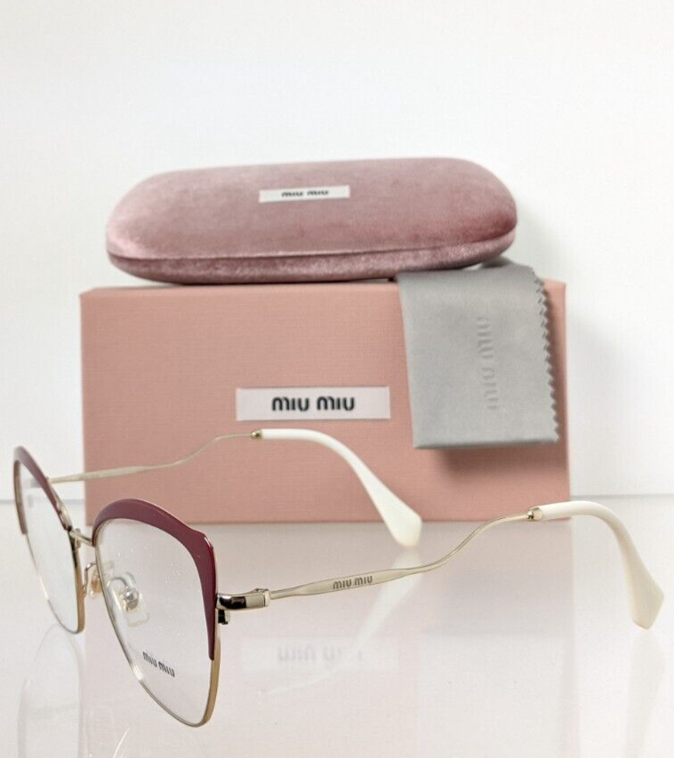 Brand New Authentic Miu Miu Eyeglasses VMU 54P UA5 - 1O1 Burgundy/Gold Frame