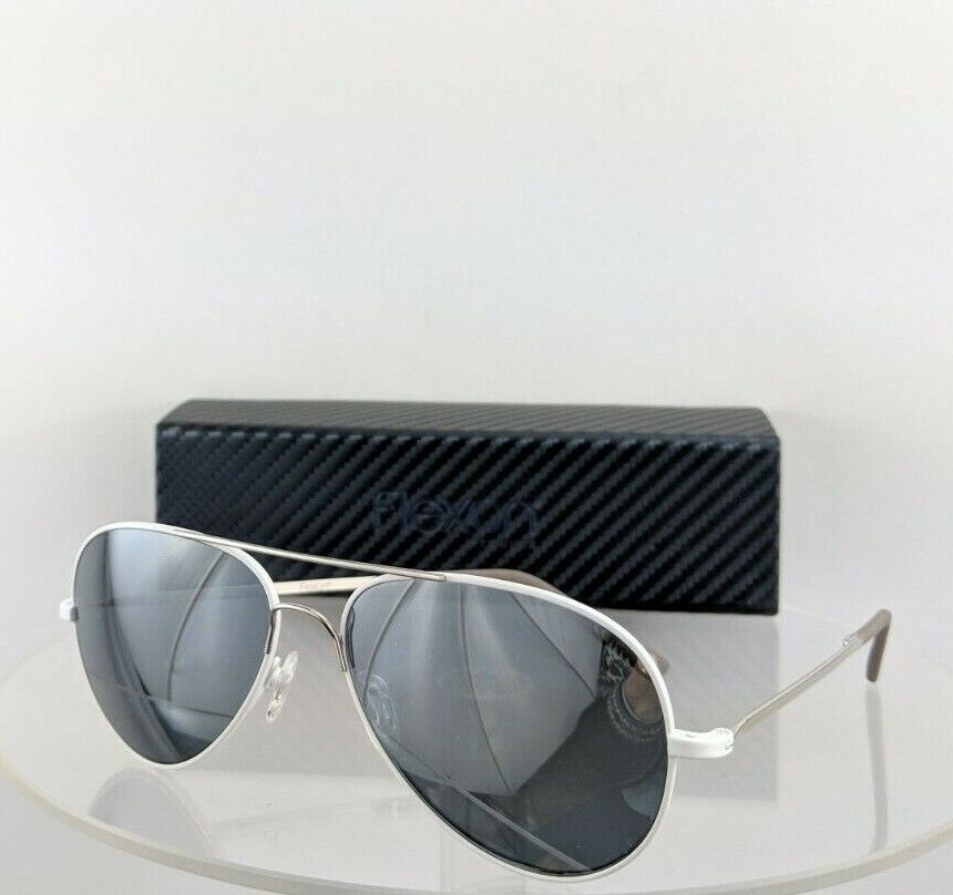 Brand New Authentic Autoflex Sunglasses Sun Flyer White Silver 57Mm Frame Flexon