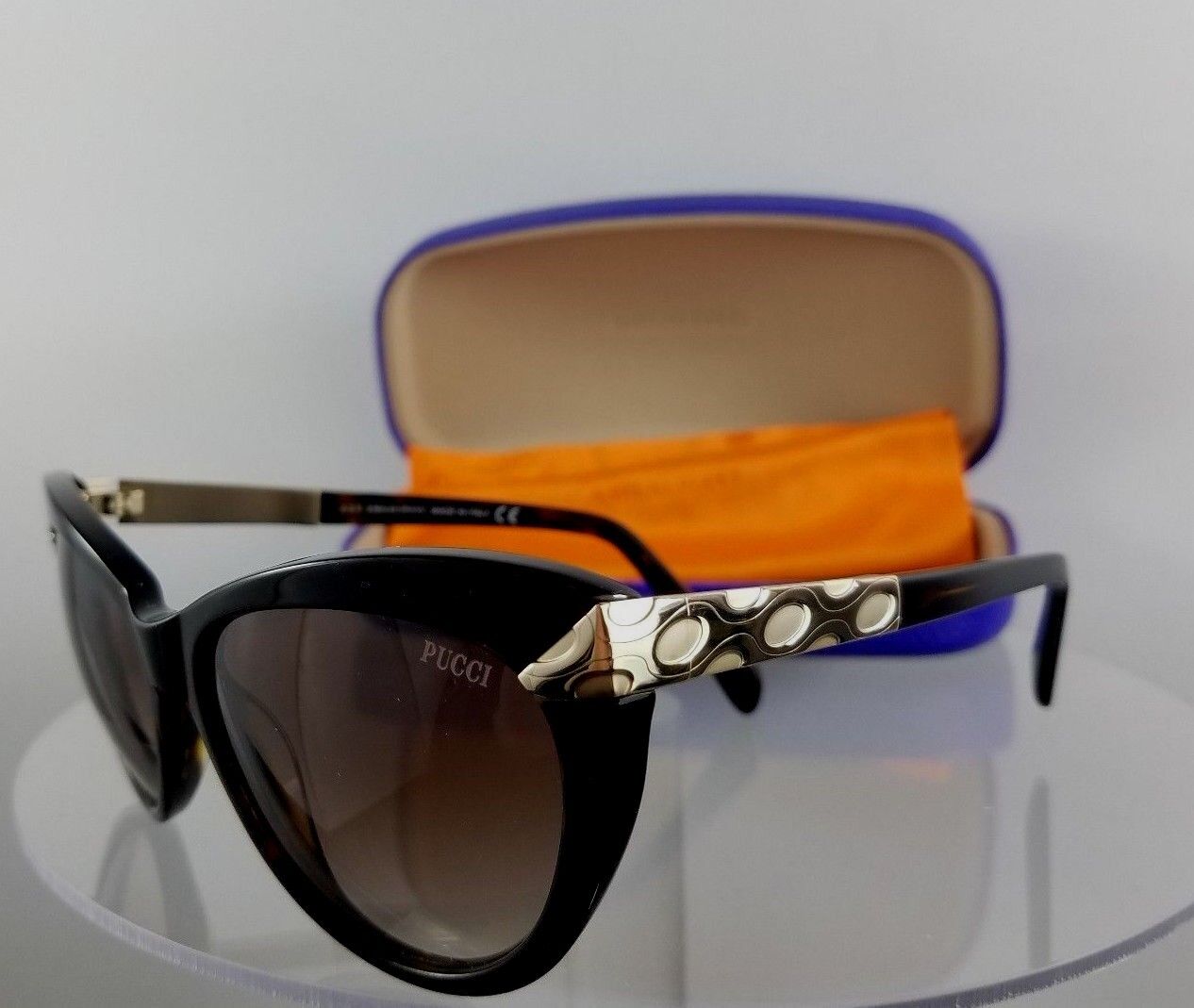 4Brand New Authentic Emilio Pucci Sunglasses EP17 01B Black Gold Frame EP 17