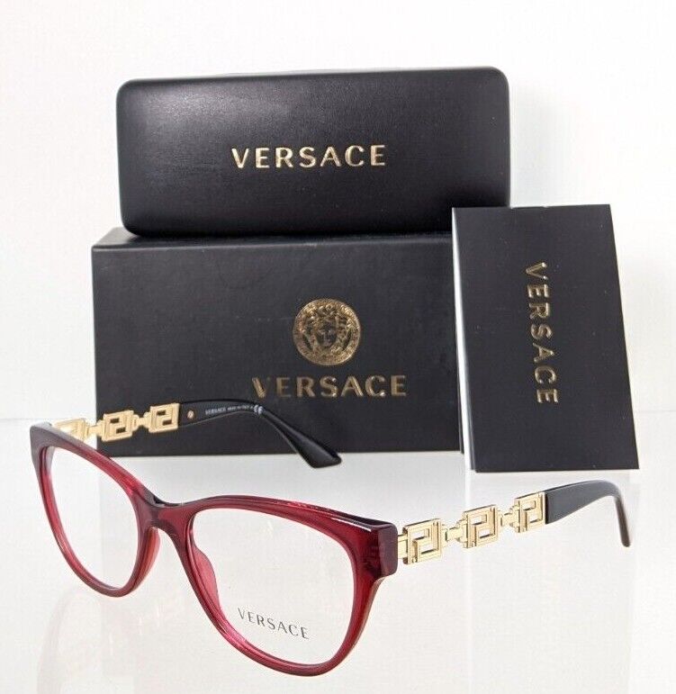 Brand New Authentic Versace Eyeglasses MOD. 3292 388 52mm Burgundy Gold Frame