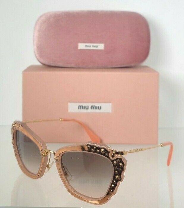 Brand New Authentic MIU MIU SMU 04Q TV1 - 4Q0 Sunglasses Pink & Gold Frame