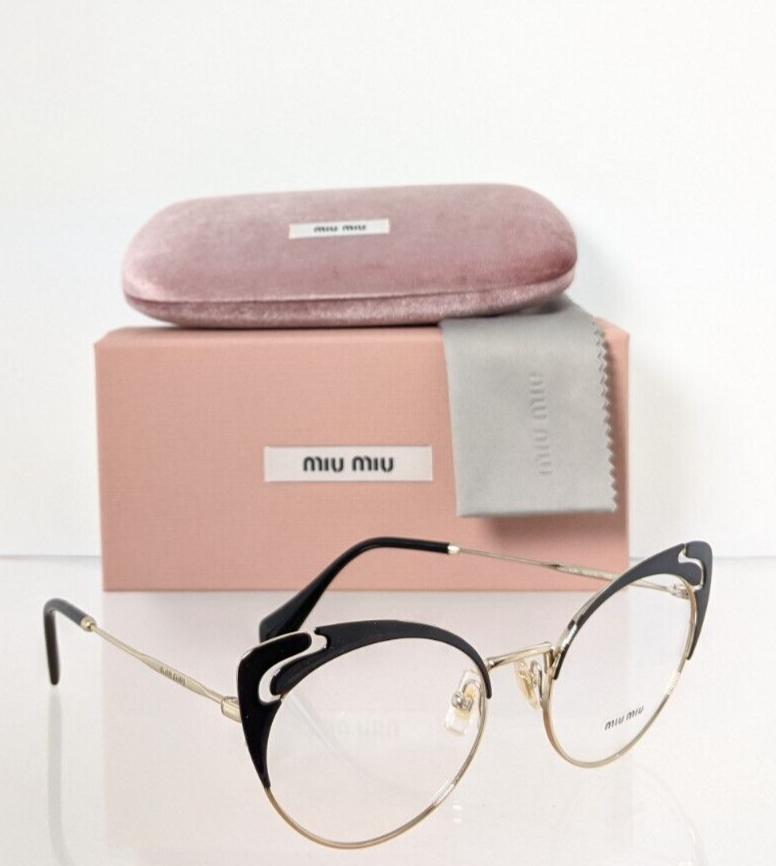 Brand New Authentic Miu Miu Eyeglasses VMU 50R 1AB - 1O1 Black & Gold Frame