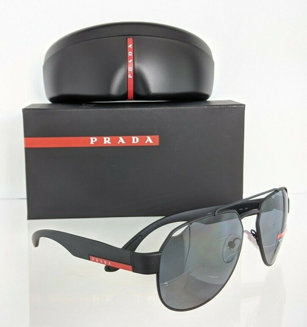 Brand New Authentic Prada SPS 57U DG0-5Z1 Sunglasses Black 59mm Polarized Frame