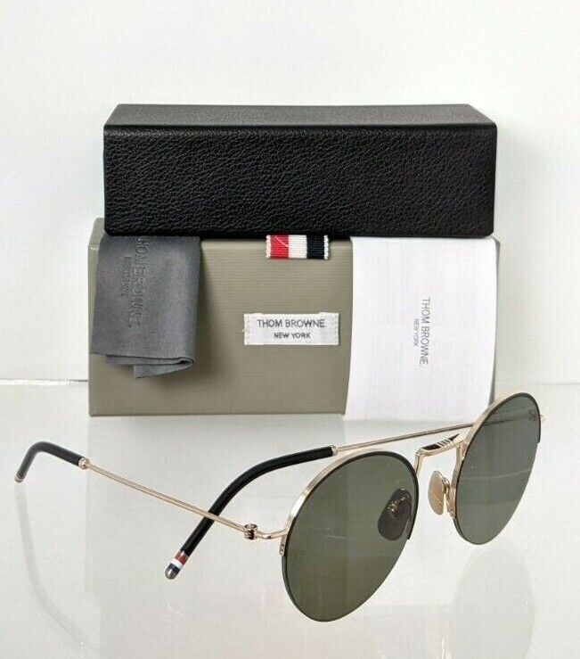 Brand New Authentic Thom Browne Sunglasses TBS 118-A-02 Black Gold TB118 Frame