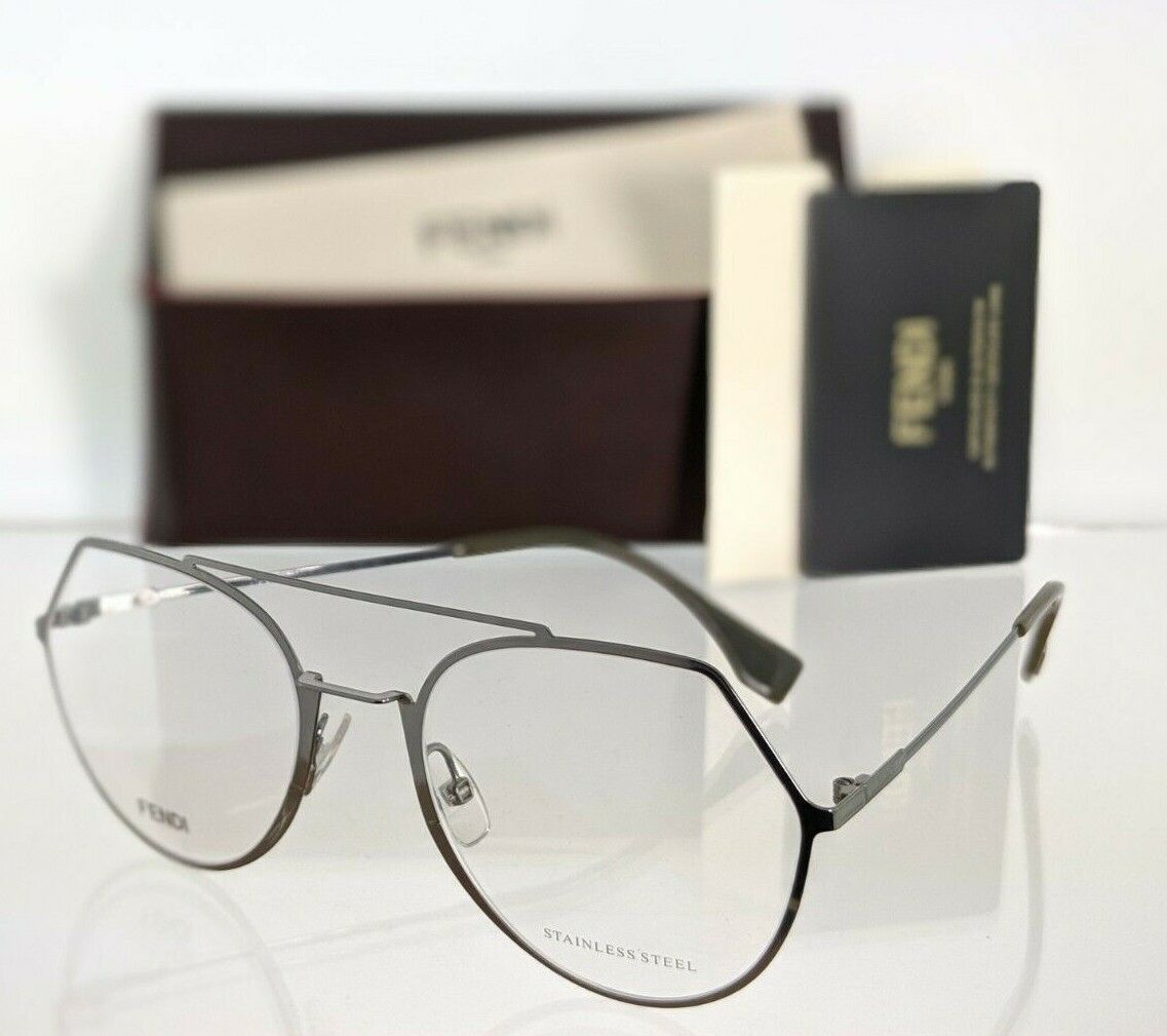 Brand New Authentic Fendi FF 0329 Eyeglasses KJ1 Gunmetal 53mm Frame FF0329