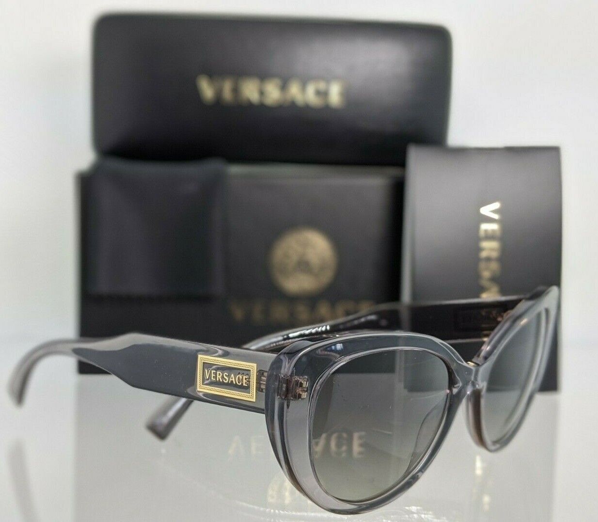 Brand New Authentic Versace Sunglasses Mod. 4378 593/11 54mm Gray Transparent