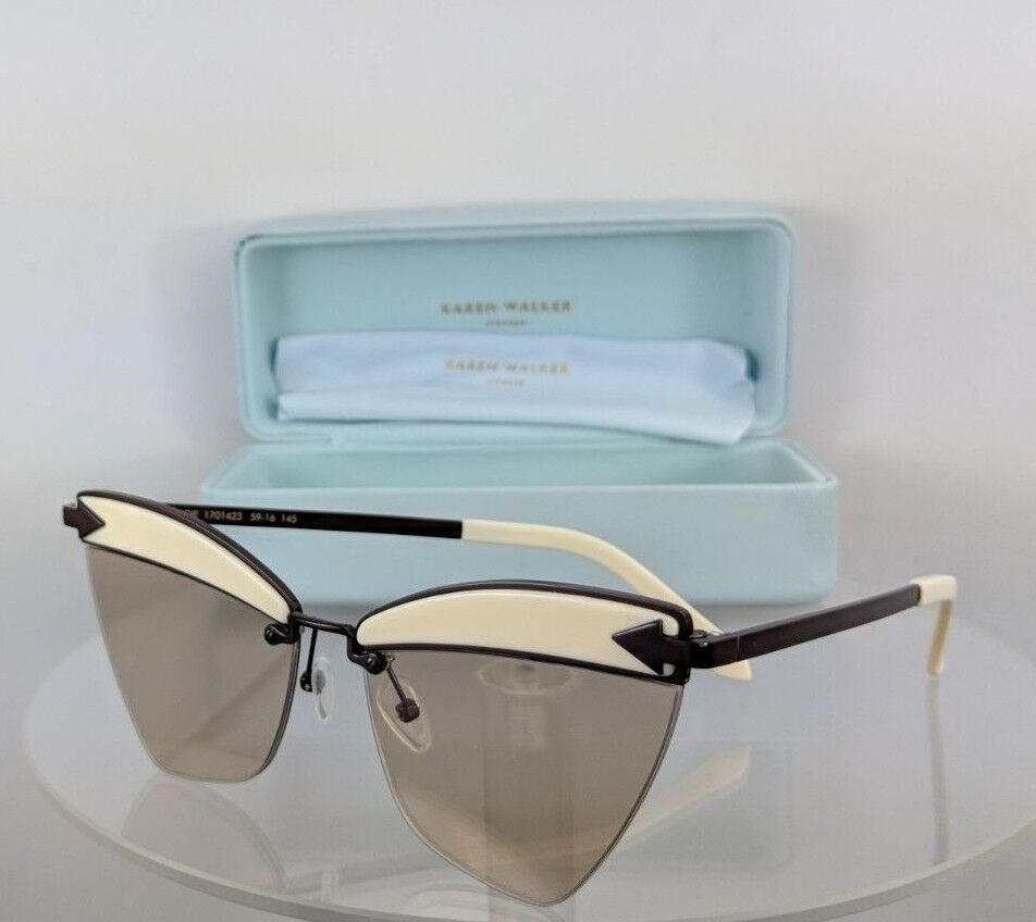 Brand New Authentic Karen Walker Sunglasses SADIE White Dark Brown 59mm Frame