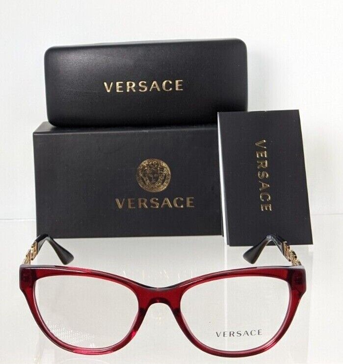 Brand New Authentic Versace Eyeglasses MOD. 3292 388 52mm Burgundy Gold Frame