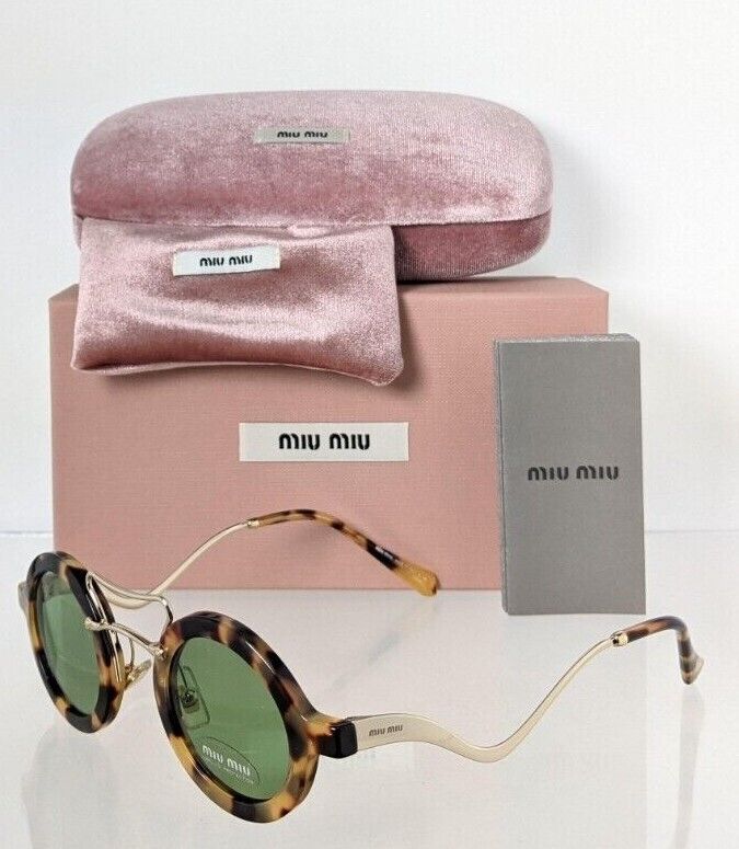 Brand New Authentic MIU MIU SMU 02V 7S0 - 163 Sunglasses Tortoise & Gold Frame