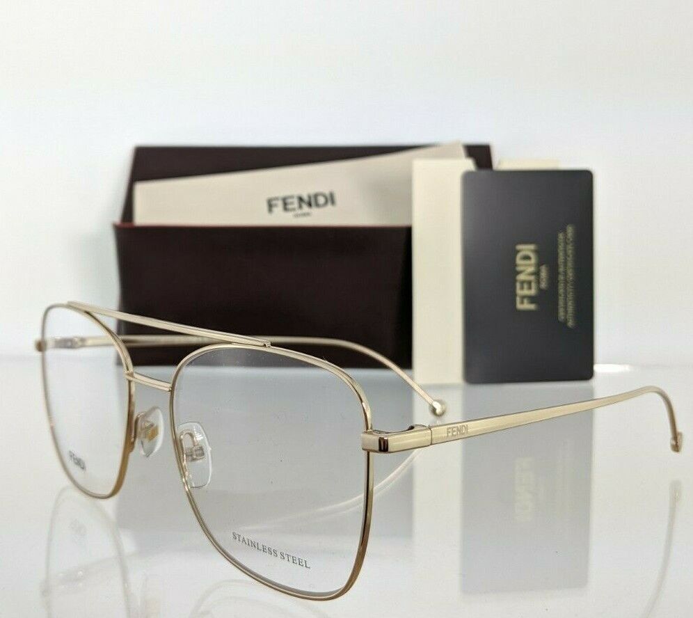 Brand New Authentic Fendi FF 0354 Eyeglasses J5G Gold 55mm Frame FF0354