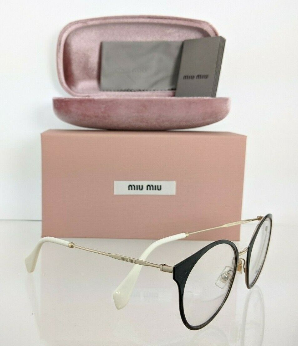 Brand New Authentic Miu Miu Eyeglasses VMU 51P 1AB - 1O1 Black & Gold Frame