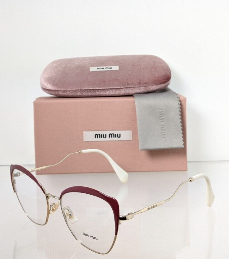 Brand New Authentic Miu Miu Eyeglasses VMU 54P UA5 - 1O1 Burgundy/Gold Frame