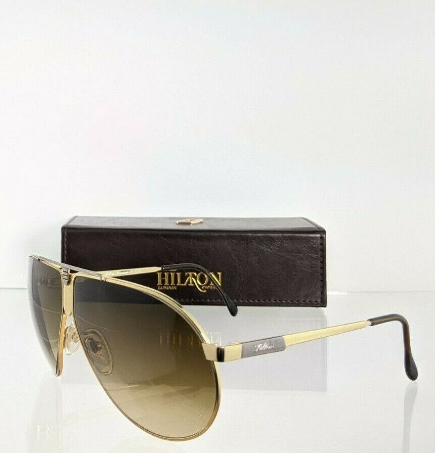 Brand New Authentic HILTON LONDON Sunglasses 00/02 Monsieur 24KT 010 Gold Frame