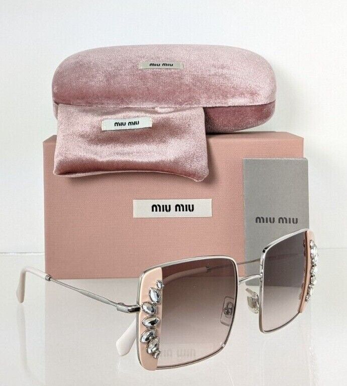 Brand New Authentic MIU MIU SMU 56V 02E - 01C Sunglasses Silver/Pink SMU56V