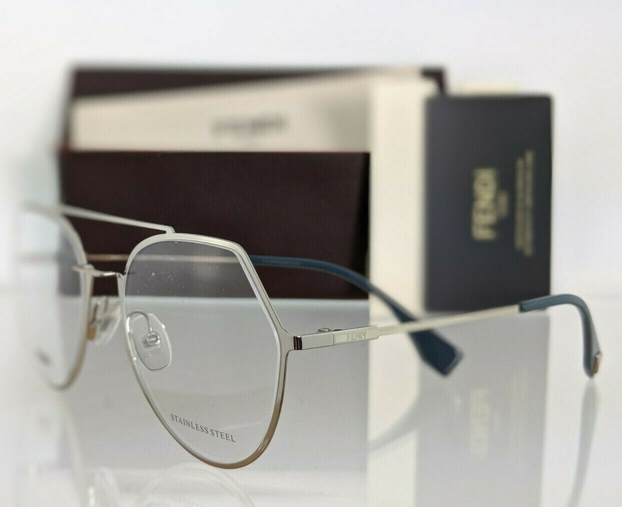 Brand New Authentic Fendi FF 0329 Eyeglasses 3YG Silver 53mm Frame FF0329