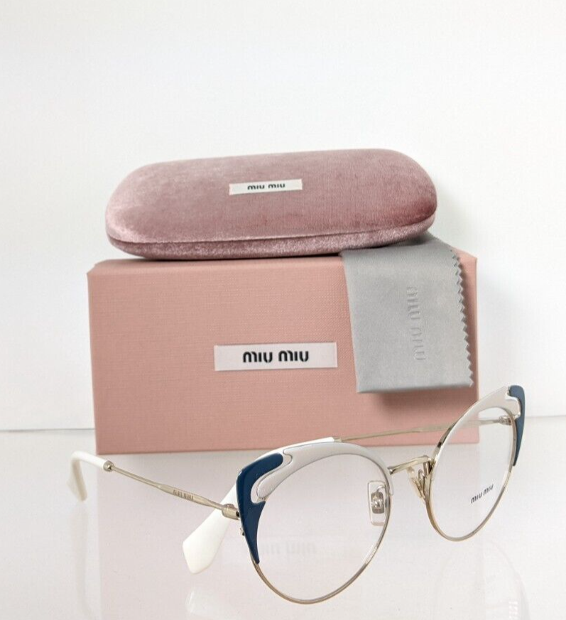 Brand New Authentic Miu Miu Eyeglasses VMU 50R 106 - 1O1 BlueWhite & Gold Frame