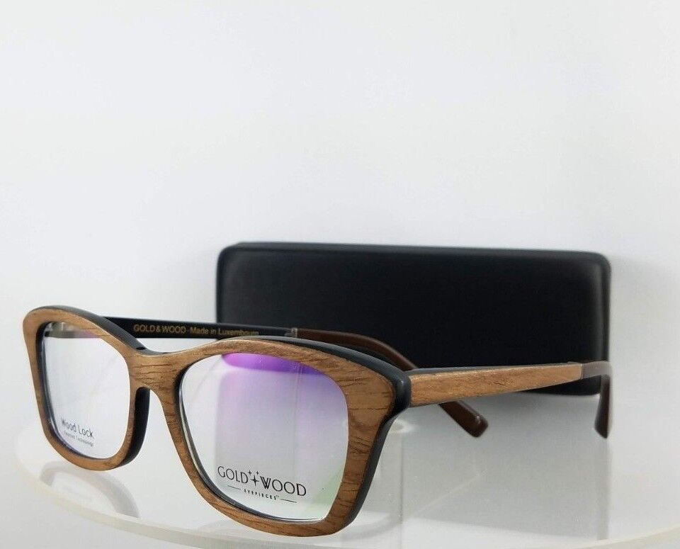 Brand New Authentic Gold and Wood Electra 03 Brown Black 52mm Frame