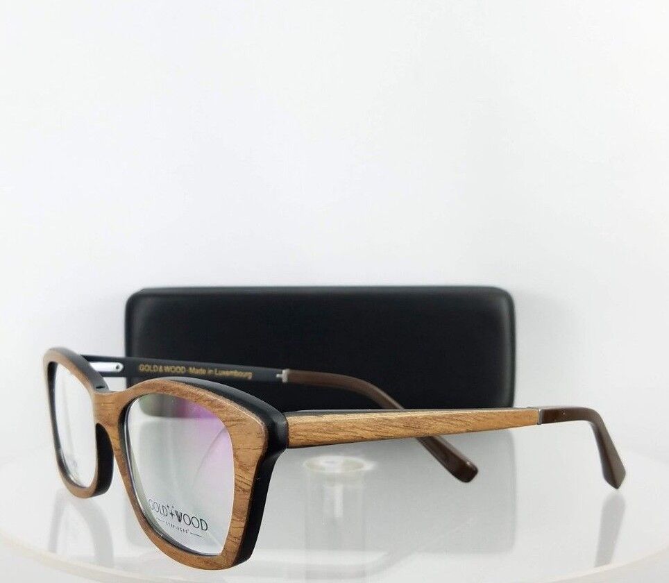 Brand New Authentic Gold and Wood Electra 03 Brown Black 52mm Frame