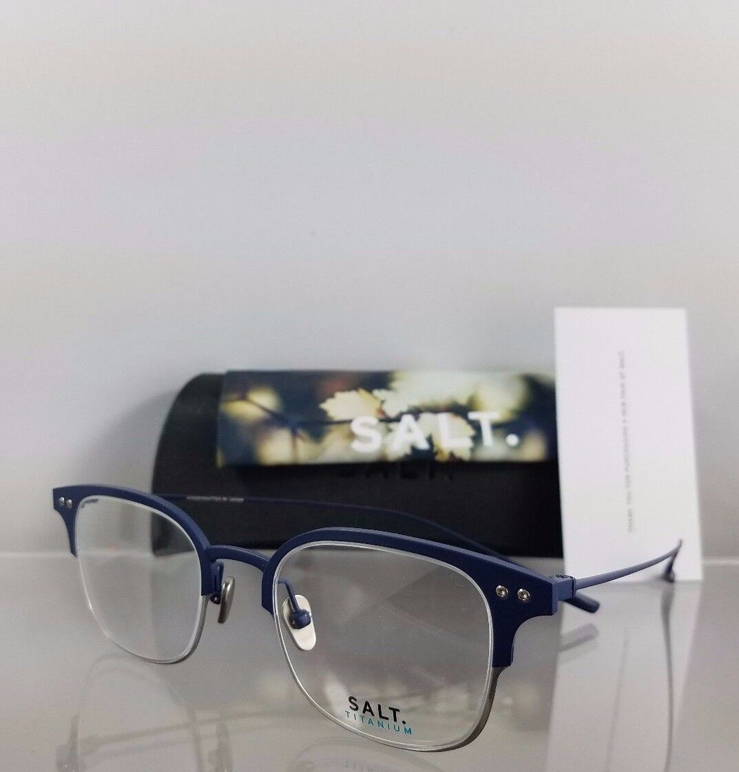 Brand New Authentic Salt Eyeglasses Vaughn Ab/Tem Navy Titanium Frame 48Mm