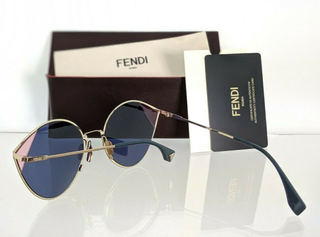 Brand New Authentic Fendi FF 0341/S Sunglasses LKSKU Gold Frame 60mm