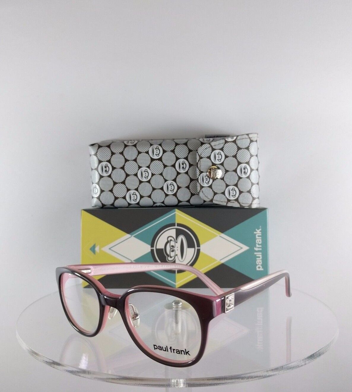 Brand New Authentic Paul Frank Eyeglasses Mister Pleasant RX95 Gray Pink Frame