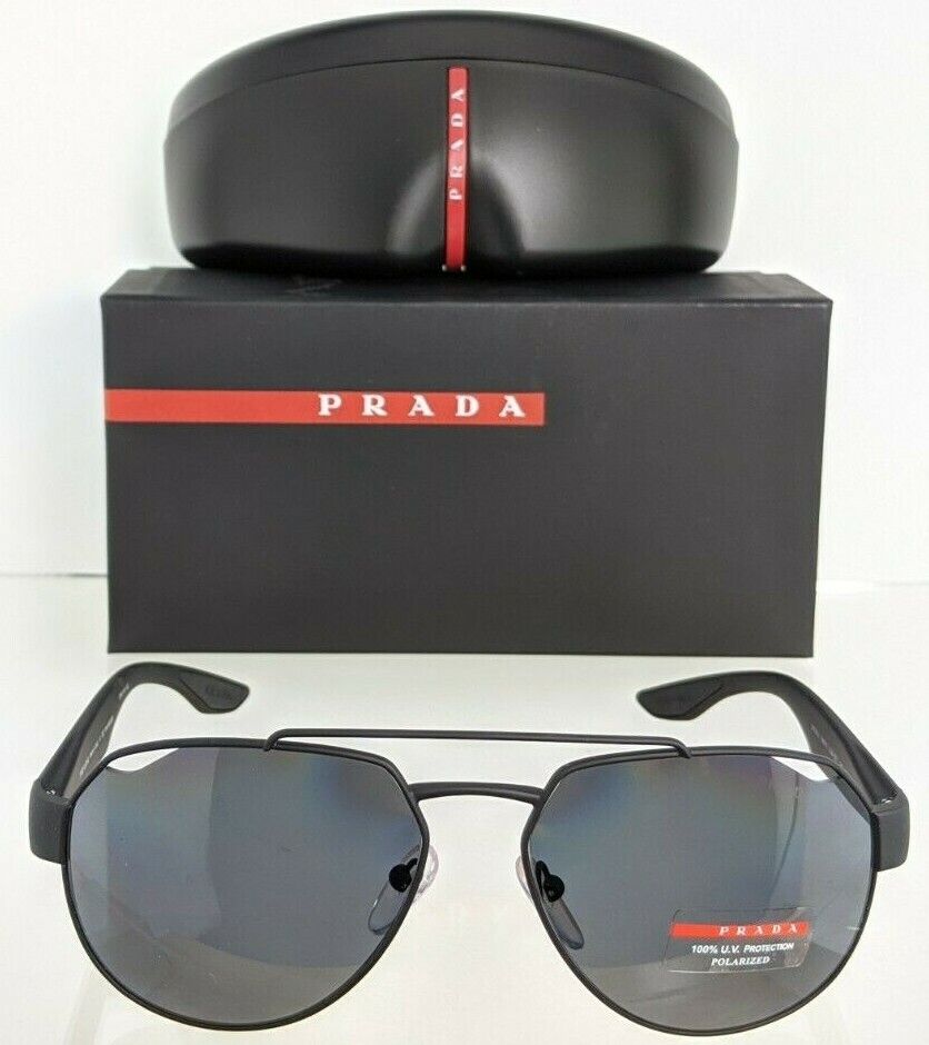 Brand New Authentic Prada SPS 57U DG0-5Z1 Sunglasses Black 59mm Polarized Frame