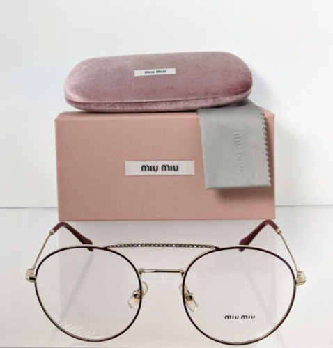 Brand New Authentic Miu Miu Eyeglasses VMU 51R R1J - 1O1 Silver Burgundy Frame