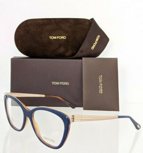 Brand New Authentic Tom Ford Eyeglasses FT TF 5374 090 Navy Gold TF5374-B 54mm