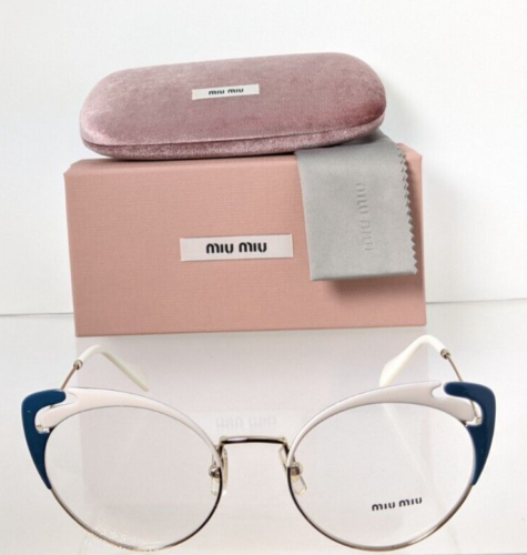 Brand New Authentic Miu Miu Eyeglasses VMU 50R 106 - 1O1 BlueWhite & Gold Frame