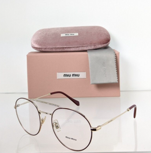 Brand New Authentic Miu Miu Eyeglasses VMU 51R R1J - 1O1 Silver Burgundy Frame