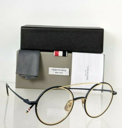 Brand New Authentic Thom Browne Eyeglasses TBX108-C-NVY Gold TB108 50mm Frame