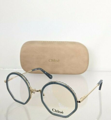 Brand New Authentic Chloe Eyeglasses CE 2142 449 50mm Blue & Gold 2142 Frame