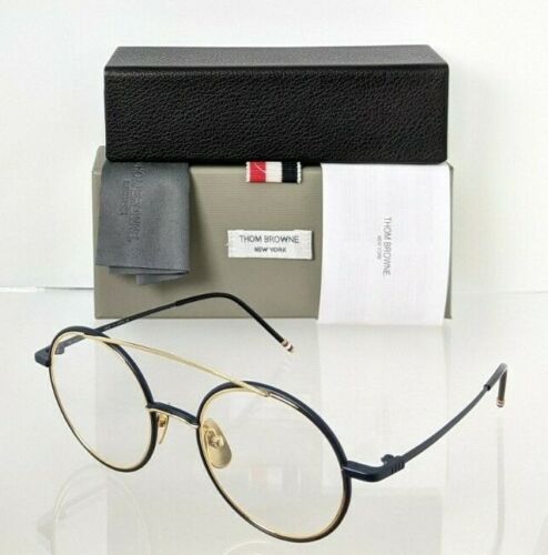 Brand New Authentic Thom Browne Eyeglasses TBX108-C-NVY Gold TB108 50mm Frame
