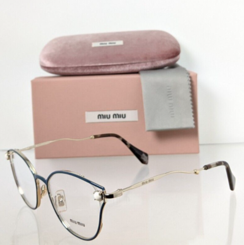 Brand New Authentic Miu Miu Eyeglasses VMU 53Q WWK - 1O1 Teal Gold Frame