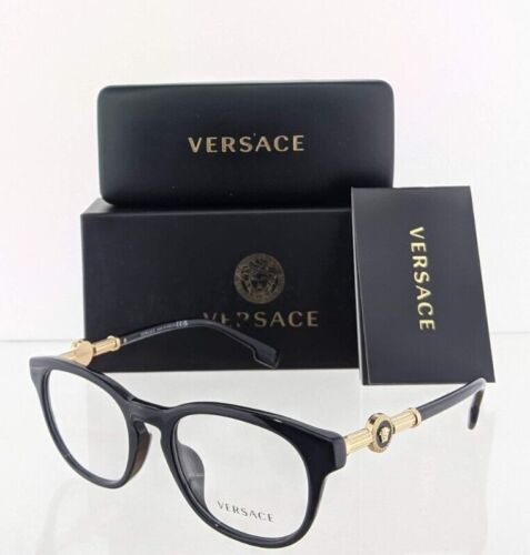 Brand New Authentic Versace Eyeglasses MOD. 3310-F 52mm Black & Gold 3310 Frame