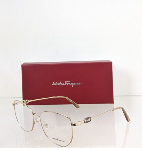 Brand New Authentic Salvatore Ferragamo Sf2214 710 Gold 55Mm 2214 Frame