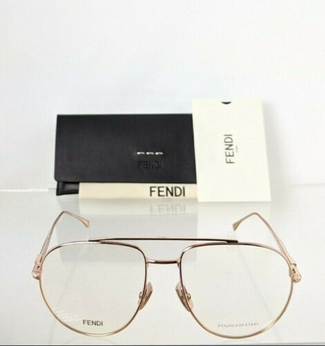 Brand New Authentic Fendi Eyeglasses 0446 DDB 56mm Rose Gold Frame 0446