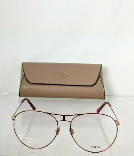 Brand New Authentic Tod's Eyeglasses TO 5257 066 56mm Burgundy & GoldTO 5257